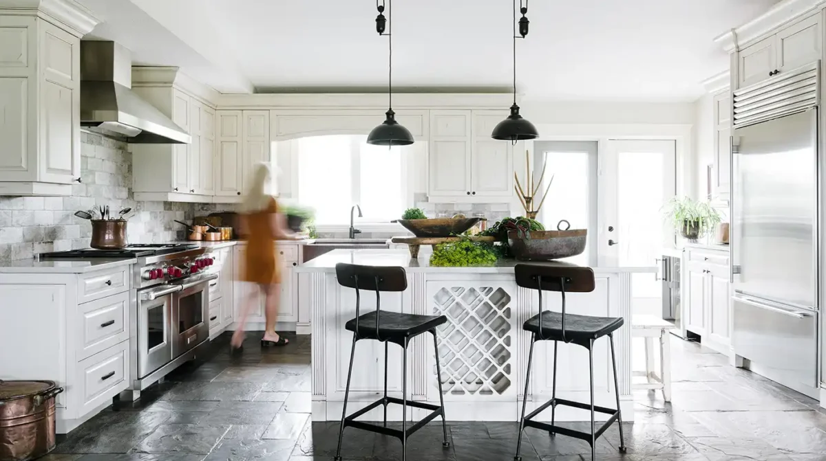 interior design of spacious country kitchen